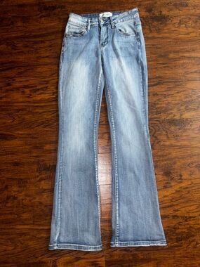 Telepatia Light Wash Flare Jeans Size 3/26 Stretch Denim Boot Cut Blue Jeans